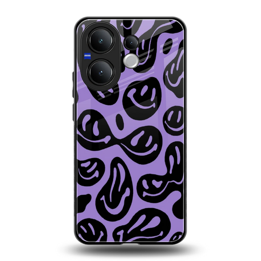 Acid Smiles Purple back phone cover | glass case for vivo v60