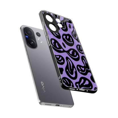 Acid Smiles Purple sleek vivo v60 cover with tempered glass back and TPU edges