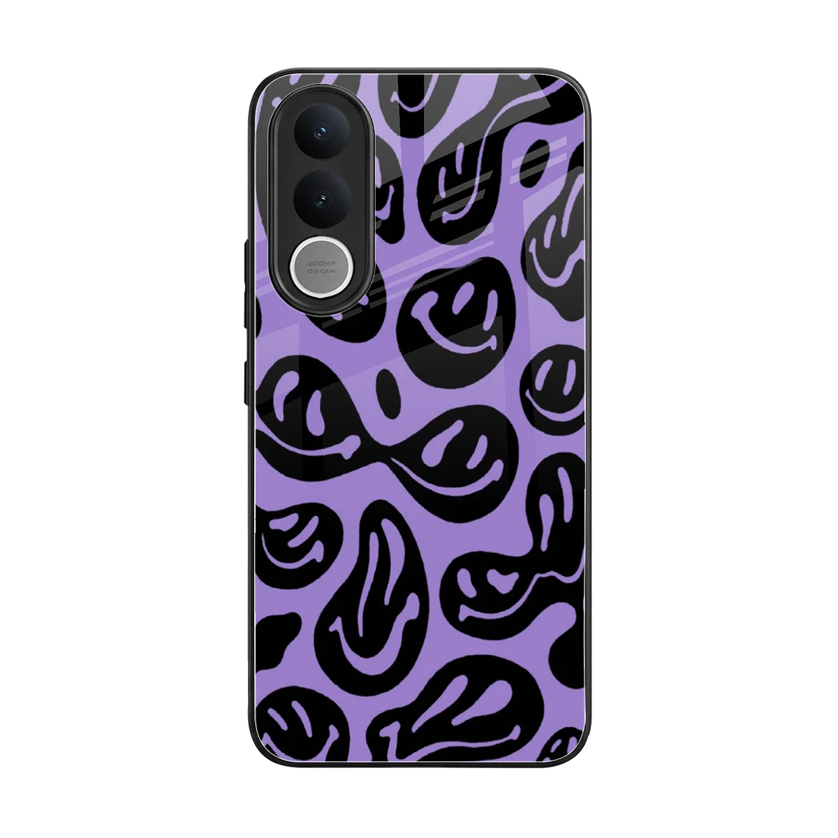 Acid Smiles Purple back phone cover | glass case for vivo v70 fe