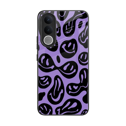 Acid Smiles Purple back phone cover | glass case for vivo v70 fe