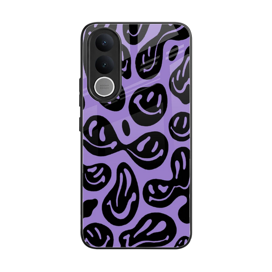 Acid Smiles Purple back phone cover | glass case for vivo v70 fe