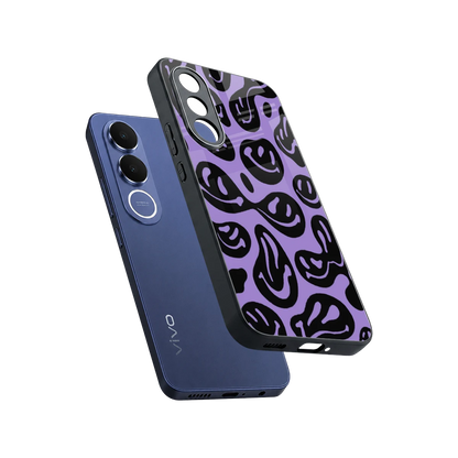 Acid Smiles Purple sleek vivo v70 fe cover with tempered glass back and TPU edges