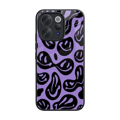 Acid Smiles Purple back phone cover | glass case for vivo v70