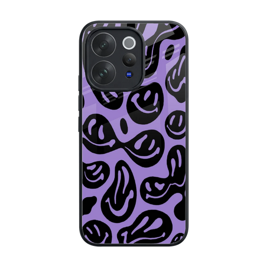 Acid Smiles Purple back phone cover | glass case for vivo v70 elite