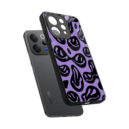 Acid Smiles Purple sleek vivo v70 elite cover with tempered glass back and TPU edges