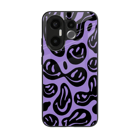 Acid Smiles Purple back phone cover | glass case for vivo x200 fe
