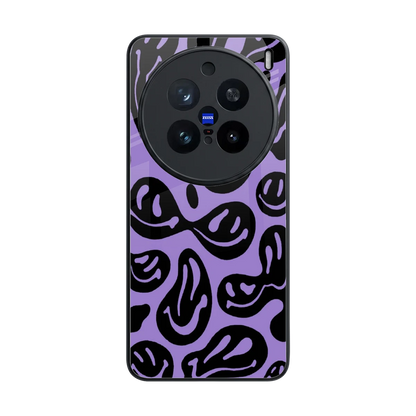 Acid Smiles Purple back phone cover | glass case for vivo x200 pro