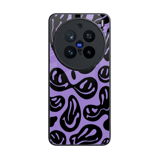 Acid Smiles Purple back phone cover | glass case for vivo x200 pro