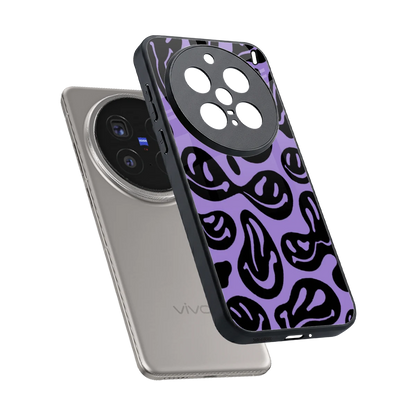 Acid Smiles Purple sleek vivo x200 pro cover with tempered glass back and TPU edges