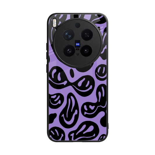 Acid Smiles Purple back phone cover | glass case for vivo x300 pro