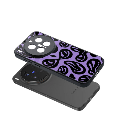 Acid Smiles Purple sleek vivo x300 pro cover with tempered glass back and TPU edges