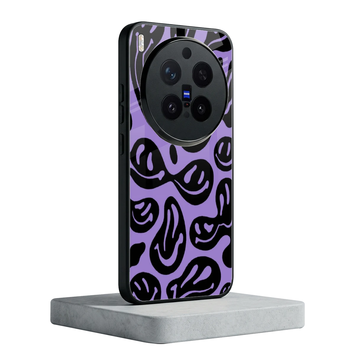 Acid Smiles Purple vivo x300 pro mobile cover | shockproof glass phone case