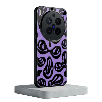 Acid Smiles Purple vivo x300 pro mobile cover | shockproof glass phone case