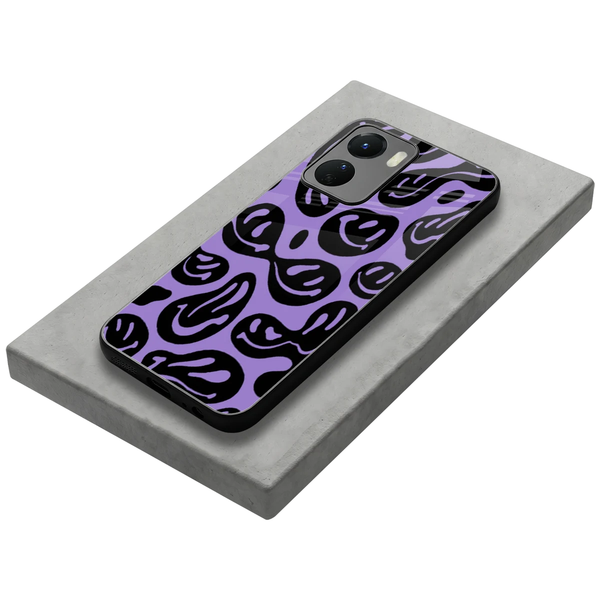 Acid Smiles Purple stylish phone case for vivo y16 | glossy glass and slim fit