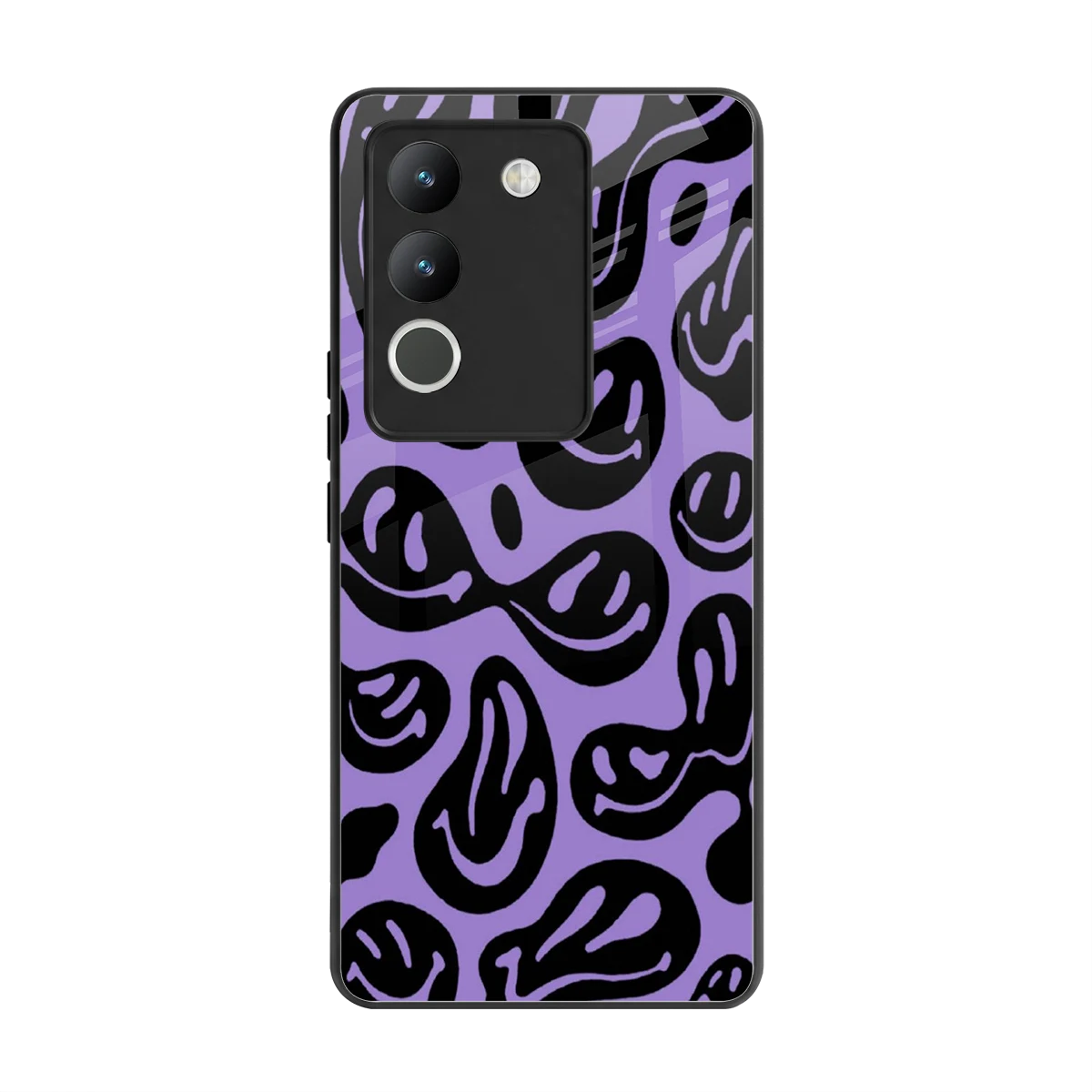 Acid Smiles Purple back phone cover | glass case for vivo y200 5g