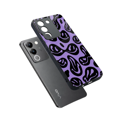 Acid Smiles Purple sleek vivo y200 5g cover with tempered glass back and TPU edges