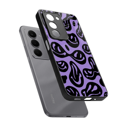 Acid Smiles Purple sleek redmi 15 5g cover with tempered glass back and TPU edges