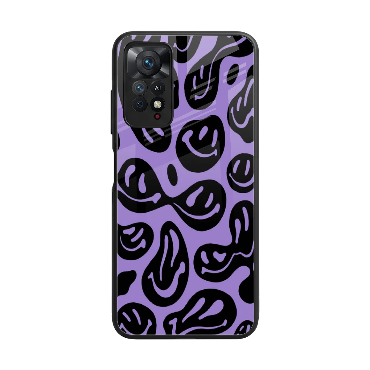 Acid Smiles Purple back phone cover | glass case for redmi note 11 pro