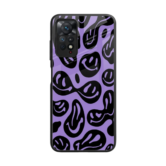 Acid Smiles Purple back phone cover | glass case for redmi note 11 pro