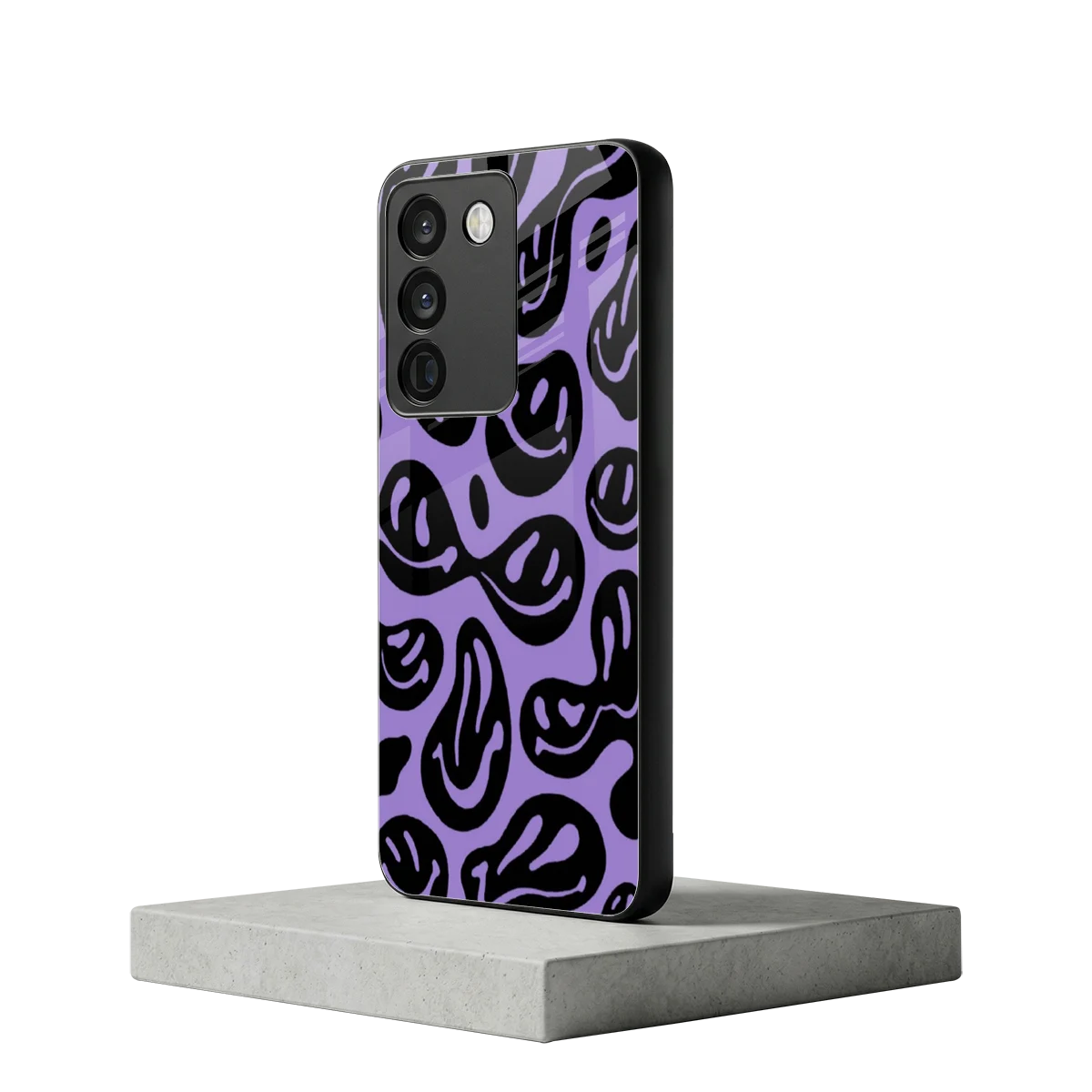 Acid Smiles Purple vivo y200 5g mobile cover | shockproof glass phone case