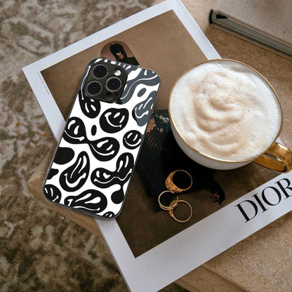 Acid Smiles BW Phone Case for Iphone 16 | Glass Case