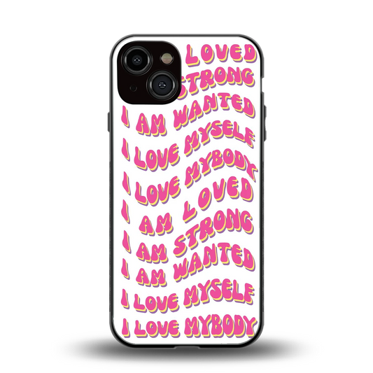 Affirmation back phone cover | glass case for iphone 13
