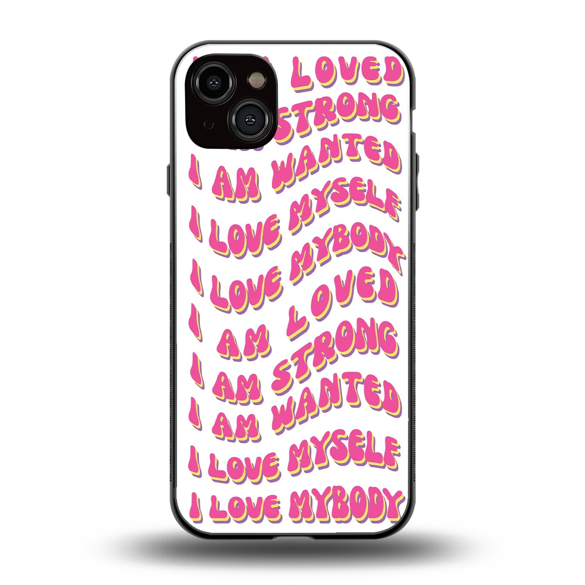 Affirmation back phone cover | glass case for iphone 14 plus