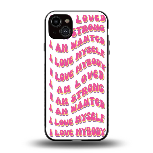 Affirmation back phone cover | glass case for iphone 14 plus