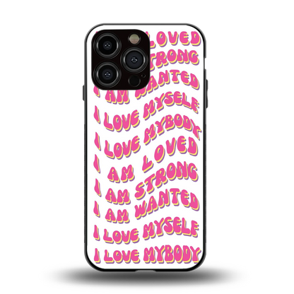 Affirmation back phone cover | glass case for iphone 15 pro max