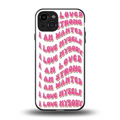 Affirmation back phone cover | glass case for iphone 15