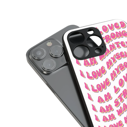 Affirmation stylish phone case for iPhone 16 | glossy glass and slim fit