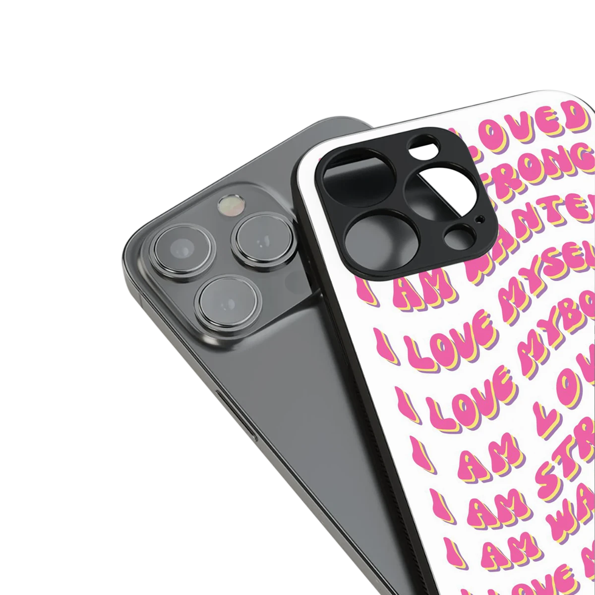 Affirmation stylish phone case for iphone 13 pro | glossy glass and slim fit