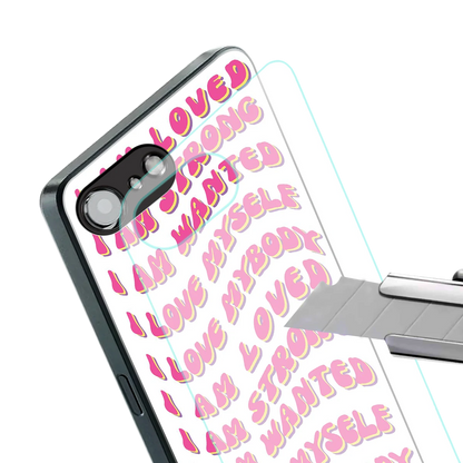 Affirmation stylish phone case for iphone 16e | glossy glass and slim fit
