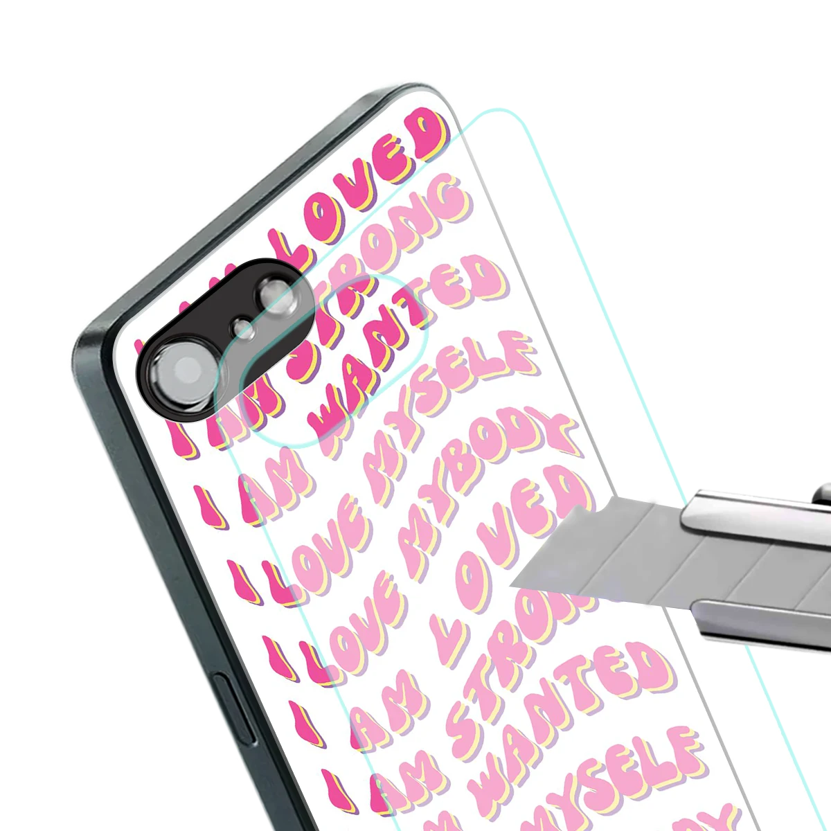 Affirmation stylish phone case for iphone 17e | glossy glass and slim fit