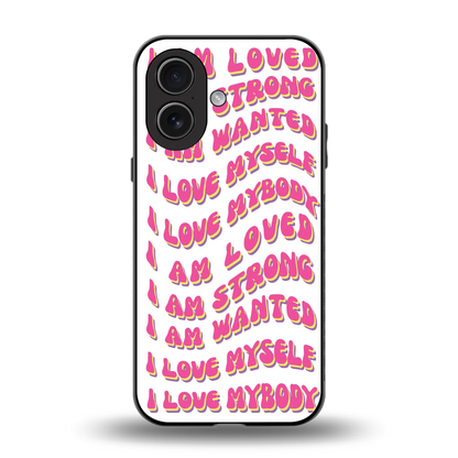 Affirmation back phone cover | glass case for iphone 17