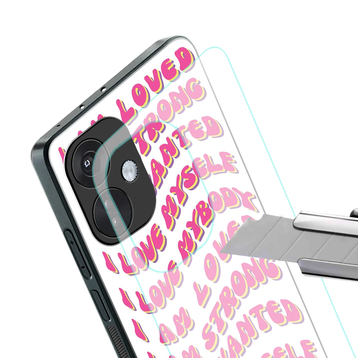 Affirmation stylish phone case for oneplus nord ce 3 | glossy glass and slim fit