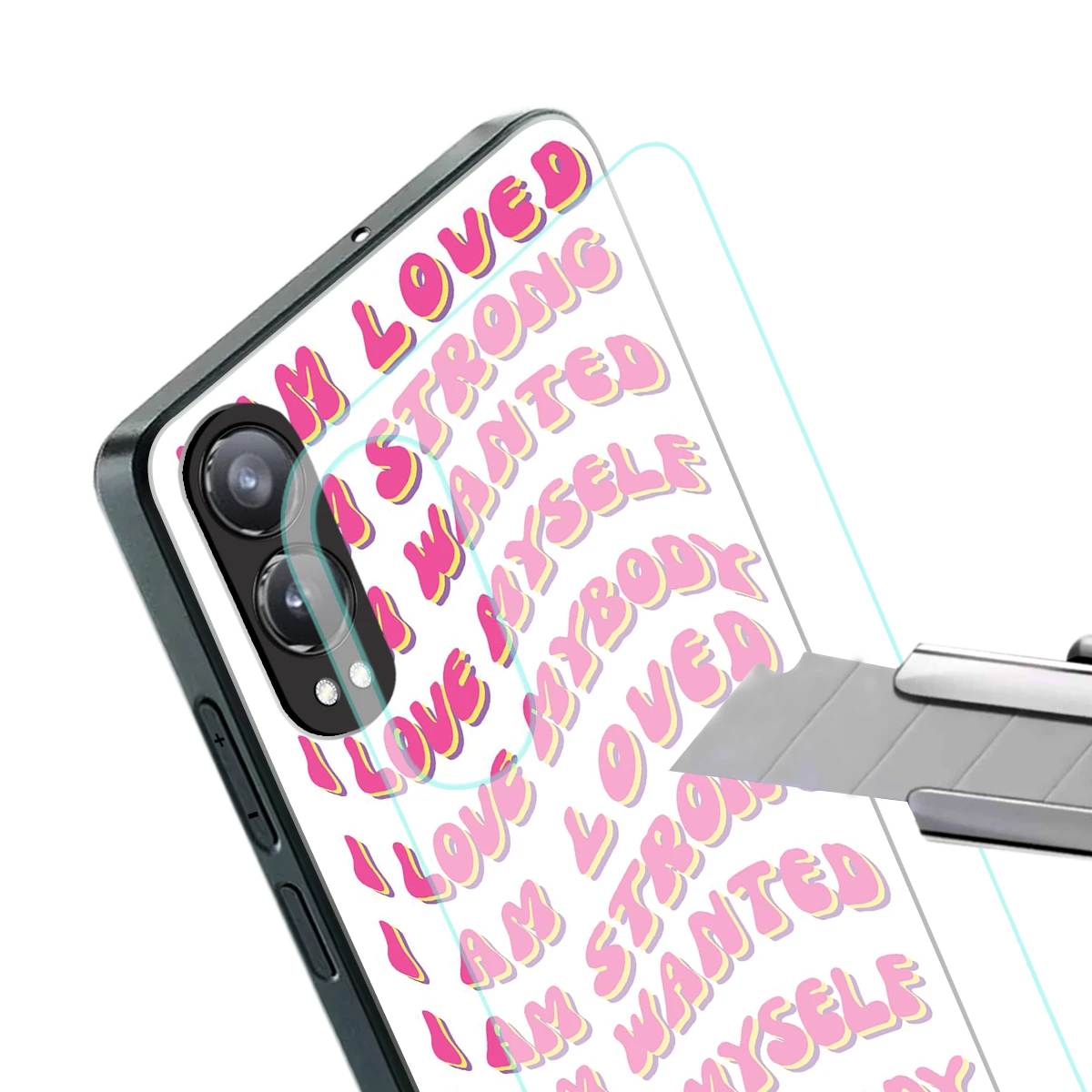 Affirmation stylish phone case for oneplus nord ce 4 lite | glossy glass and slim fit