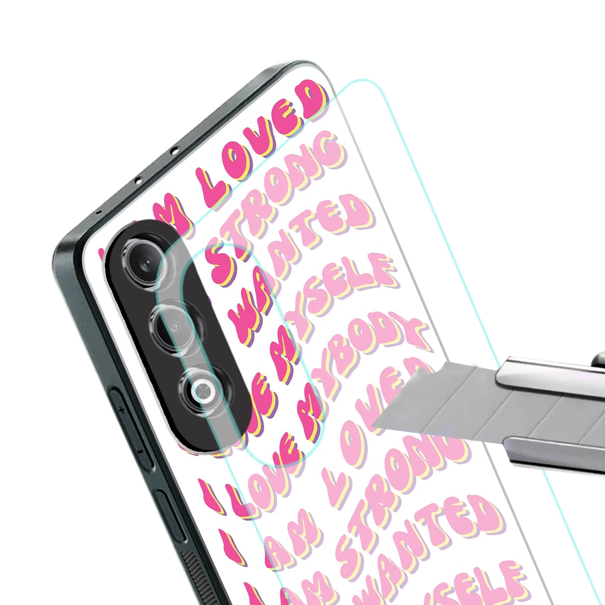 Affirmation stylish phone case for oneplus nord ce 4 | glossy glass and slim fit