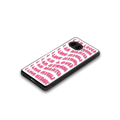 Affirmation stylish phone case for google pixel 10a | glossy glass and slim fit