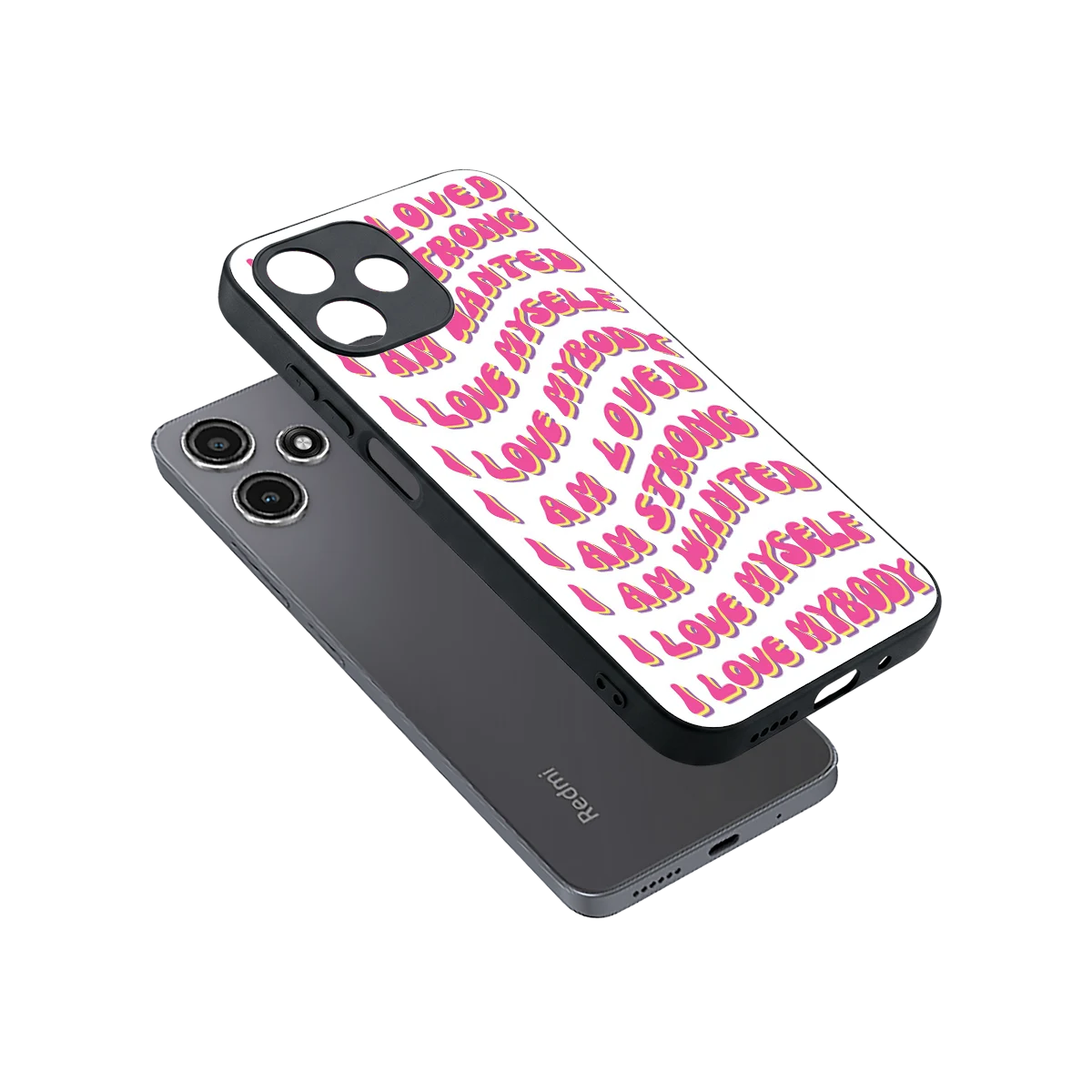 Affirmation sleek redmi 12 5g cover with tempered glass back and TPU edges