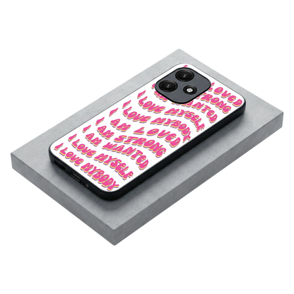 Affirmation stylish phone case for redmi 12 5g | glossy glass and slim fit