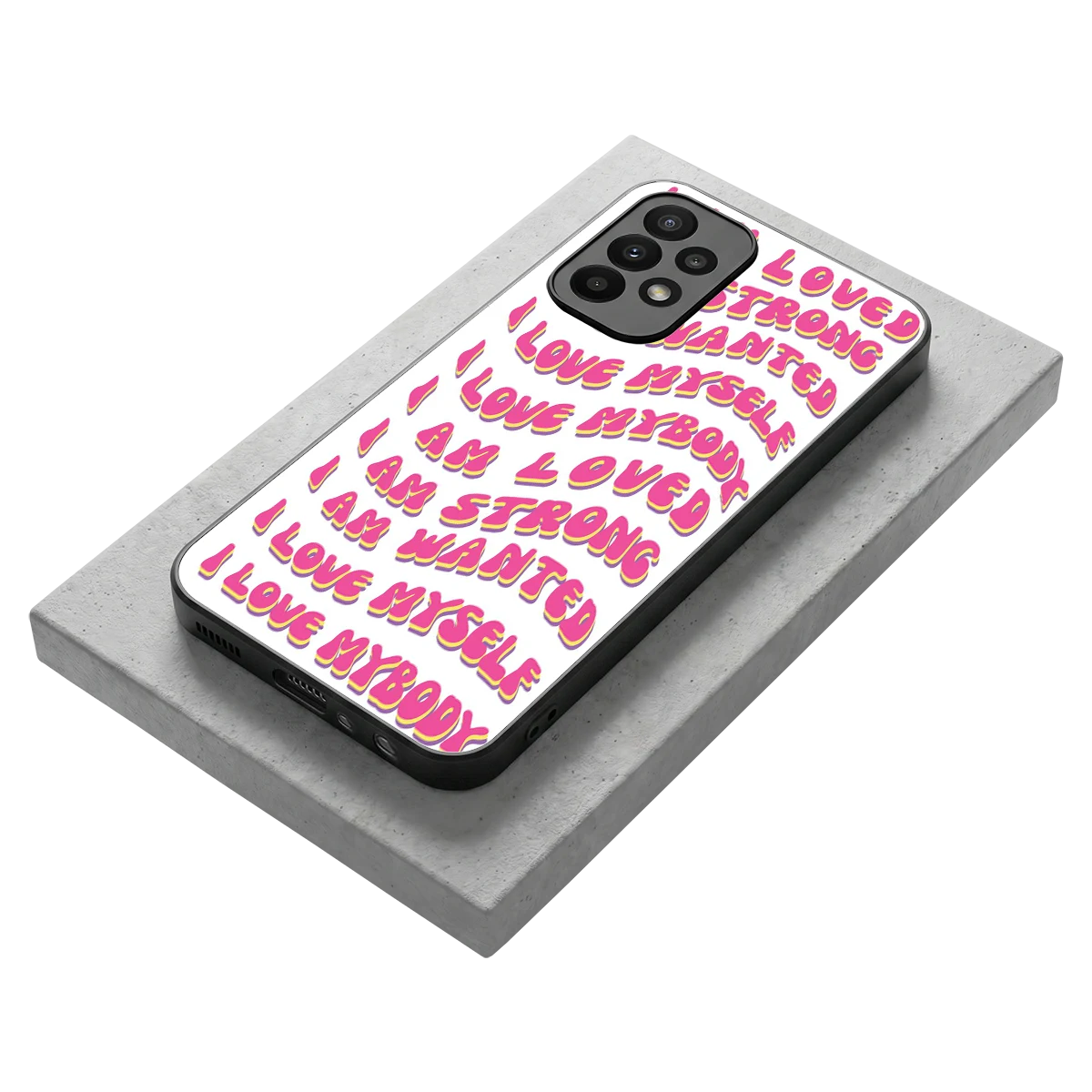 Affirmation stylish phone case for samsung galaxy a23 | glossy glass and slim fit