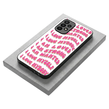 Affirmation stylish phone case for samsung galaxy a23 | glossy glass and slim fit