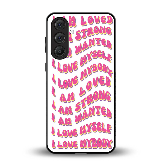 Affirmation back phone cover | glass case for samsung galaxy a14 5g