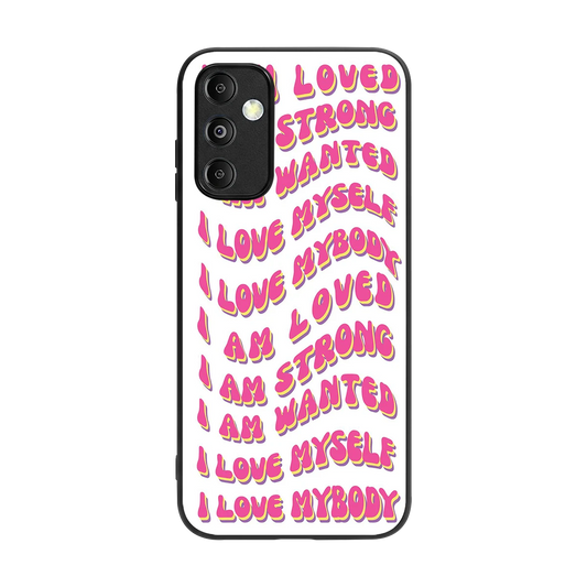 Affirmation back phone cover | glass case for samsung galaxy m14 5g