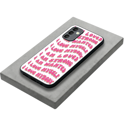 Affirmation stylish phone case for samsung galaxy m14 5g | glossy glass and slim fit