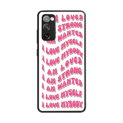 Affirmation back phone cover | glass case for samsung galaxy s20 fe