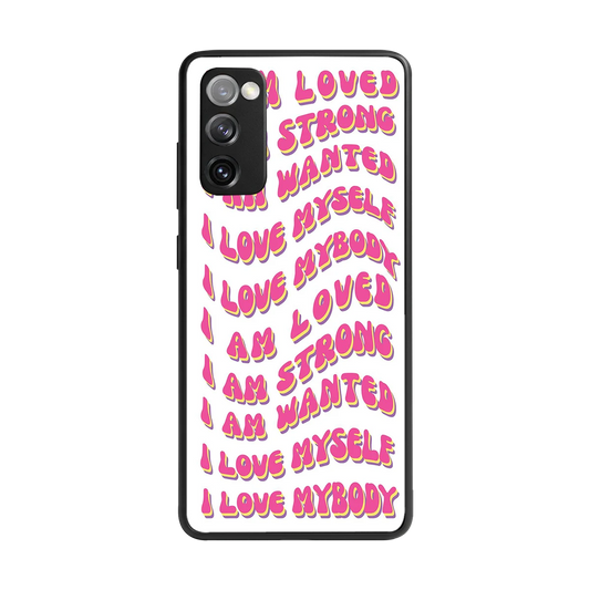 Affirmation back phone cover | glass case for samsung galaxy s20 fe