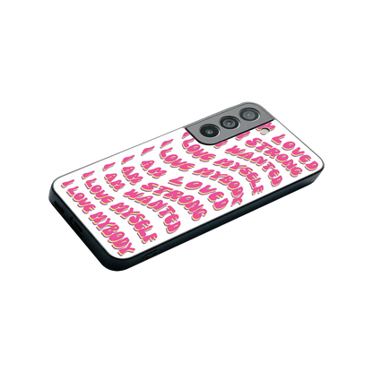 Affirmation stylish phone case for samsung galaxy s22 | glossy glass and slim fit