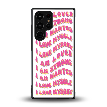 Affirmation back phone cover | glass case for samsung galaxy s23 ultra